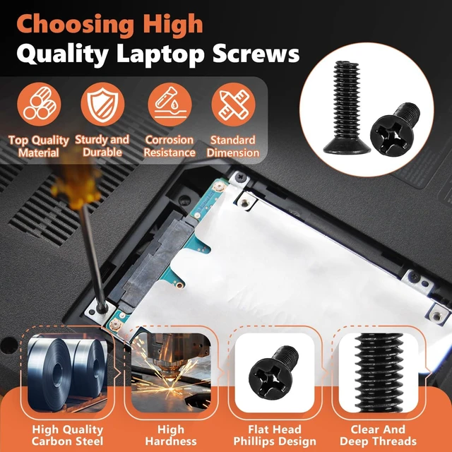 Alt view image 3 of 6 - 810Pcs Black Laptop Screws Kit M1.4-M3 Carbon Steel Replacemen | High-Hardness Carbon Steel to Prevent Stripping,M1.4 M1.7 M2 M2.5 M3, Flat Head Phillips, For Lenovo Toshiba HP IBM Dell Sony