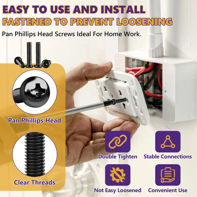 Alt view image 4 of 7 - 163Pcs M4 Pan Head Machine Screws Kit, 6-30mm Black Carbon Steel | Phillips M4x6/8/10/12/14/16/18/20/25/30mm, High Tensile Strength, For PC Case, Electronics & Home DIY, Storage Case Included