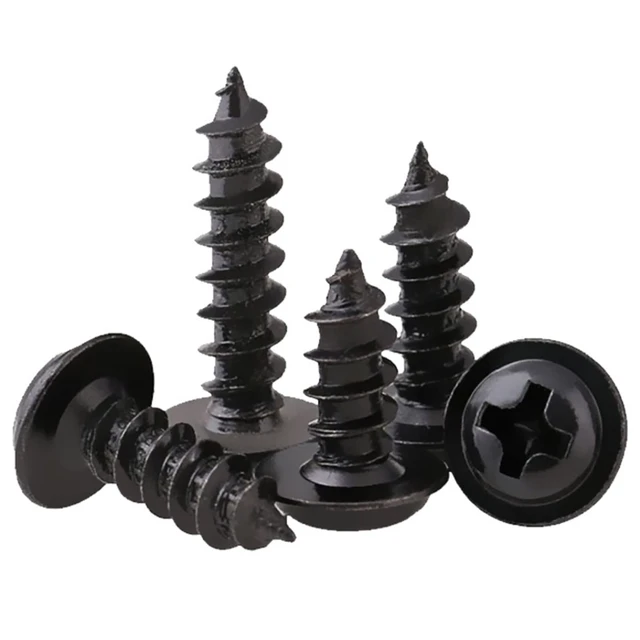 Alt view image 3 of 7 - 420pcs Black Phillips Truss Head Self-Tapping Wood Screws, 13 Sizes M2 M3 M4 Wafer Head, Pan Head with Washer Tapper Screws Assortment Kit for Wood, Plastic and Soft Metal, Carbon Steel, Sharp Point