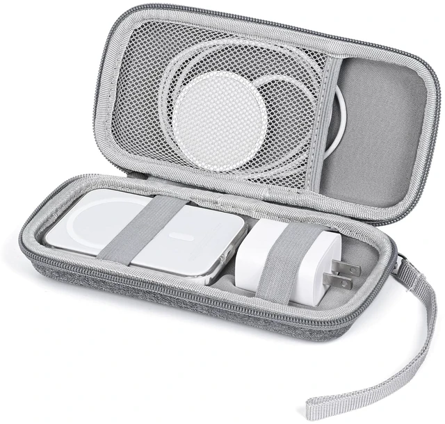 Main image of Case Compatible with Apple MagSafe Battery Pack, for MagSafe Magnetic Power Bank for iPhone 15/14/13, Extra Mesh Pocket Fits Power Adapter(Case Only,Gray)