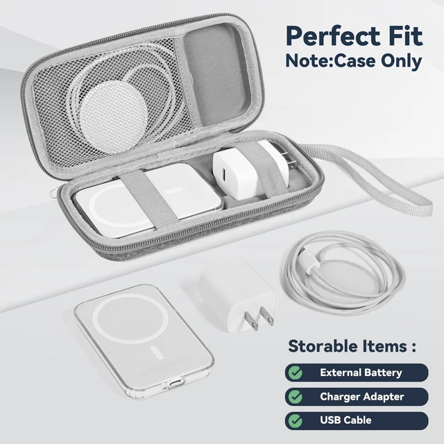 Alt view image 2 of 7 - Case Compatible with Apple MagSafe Battery Pack, for MagSafe Magnetic Power Bank for iPhone 15/14/13, Extra Mesh Pocket Fits Power Adapter(Case Only,Gray)