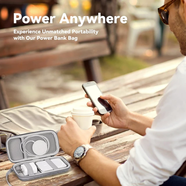 Alt view image 6 of 7 - Case Compatible with Apple MagSafe Battery Pack, for MagSafe Magnetic Power Bank for iPhone 15/14/13, Extra Mesh Pocket Fits Power Adapter(Case Only,Gray)