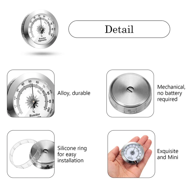 Alt view image 4 of 7 - 2 Pcs Hydrometer 2 Inch Humidity Meter Cigar Humidor Hygrometers | Analog Dial Monitors Humidity, Maintains Optimal Cigar Moisture, Clear Scale , for Humidor Storage Boxes Cabinet Cans