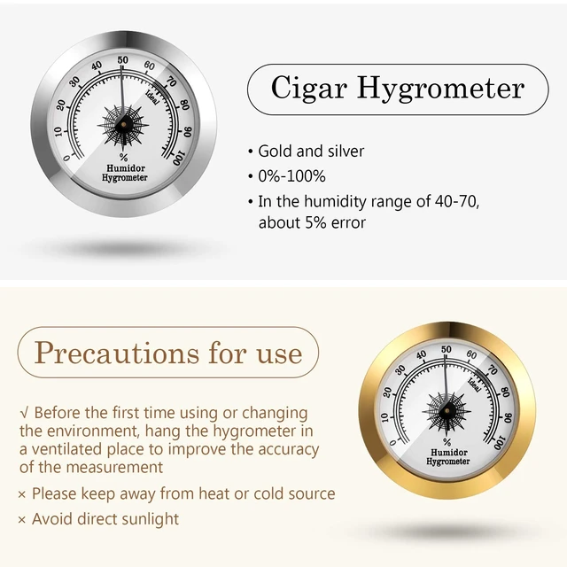 Alt view image 3 of 7 - 2 Pcs Hydrometer 2 Inch Humidity Meter Cigar Humidor Hygrometers | Analog Dial Monitors Humidity, Maintains Optimal Cigar Moisture, Clear Scale , for Humidor Storage Boxes Cabinet Cans