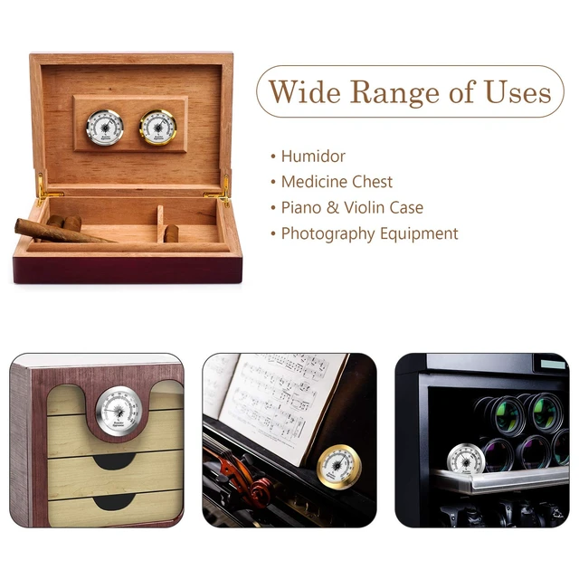 Alt view image 5 of 7 - 2 Pcs Hydrometer 2 Inch Humidity Meter Cigar Humidor Hygrometers | Analog Dial Monitors Humidity, Maintains Optimal Cigar Moisture, Clear Scale , for Humidor Storage Boxes Cabinet Cans