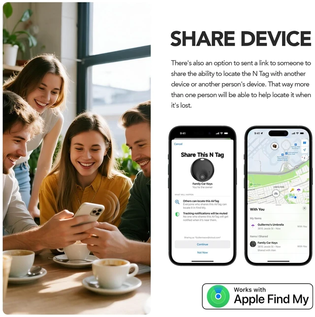 Alt view image 6 of 6 - Air Tracker Tags 1 Pack,Bluetooth Tracker Tag, Item Finder Works with Apple Find My App, Trakcer Tag Locator for Your Keys, Wallet, Luggage, Backpack, and More (iOS only)Black 1 Pack
