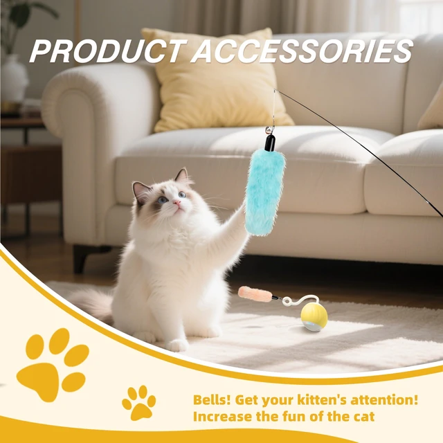 Alt view image 5 of 6 - Interactive Cat Toys Accessory with Fish and Worm Toys for Cats to Chase | 10Pcs, Automatic Kitten Toy Refills, Fits Automatic Cat Balls, Wands Toys, Soft and Safe, Stimulates Hunting, for Indoor Cats