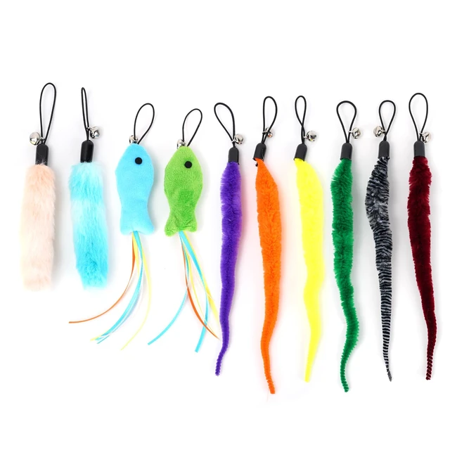 Alt view image 6 of 6 - Interactive Cat Toys Accessory with Fish and Worm Toys for Cats to Chase | 10Pcs, Automatic Kitten Toy Refills, Fits Automatic Cat Balls, Wands Toys, Soft and Safe, Stimulates Hunting, for Indoor Cats