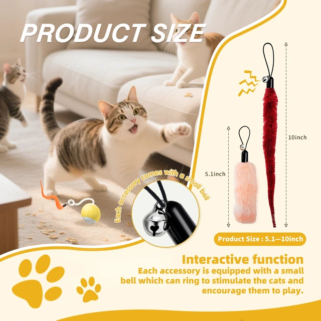 Alt view image 4 of 6 - Interactive Cat Toys Accessory with Fish and Worm Toys for Cats to Chase | 10Pcs, Automatic Kitten Toy Refills, Fits Automatic Cat Balls, Wands Toys, Soft and Safe, Stimulates Hunting, for Indoor Cats