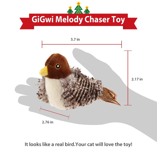 Alt view image 3 of 7 - Chirping Bird Cat Toy for Indoor Cats, Interactive Hangable Bird Cat Toy with Real Bird Sound and Feather, Automatic Bird Toy for Cats Exercise & Kicker to Self PlayNo Flapping