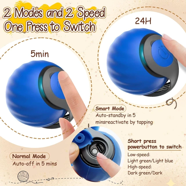 Alt view image 2 of 7 - 1 PCS Interactive Cat Toy Ball,Newly Speedy Tail and Moving Cat Tail Toy, Indoor Interactive Kitten Teaser Toys for Boredom, Automatic Cat Exercise Toy for Cats with 4 Tails-Blue