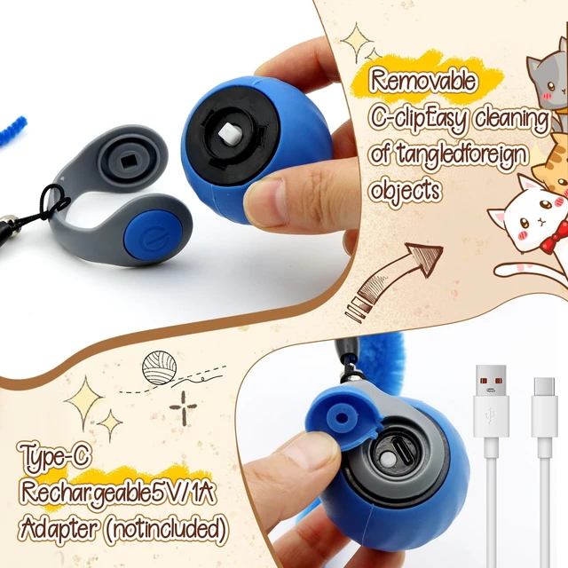 Alt view image 5 of 7 - 1 PCS Interactive Cat Toy Ball,Newly Speedy Tail and Moving Cat Tail Toy, Indoor Interactive Kitten Teaser Toys for Boredom, Automatic Cat Exercise Toy for Cats with 4 Tails-Blue