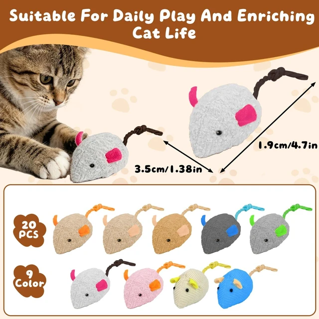 Alt view image 2 of 7 - 20PCS Cat Catnip Mice Toys, Mouse Toys for Cats, Interactive, Encourages Agility, Coordination, for Indoor Cats and Kittens, Cat Chew Toy for Exercise for Pet Cat Kitten Kitty