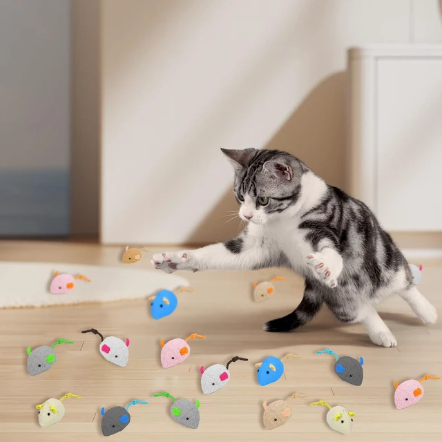 Alt view image 6 of 7 - 20PCS Cat Catnip Mice Toys, Mouse Toys for Cats, Interactive, Encourages Agility, Coordination, for Indoor Cats and Kittens, Cat Chew Toy for Exercise for Pet Cat Kitten Kitty