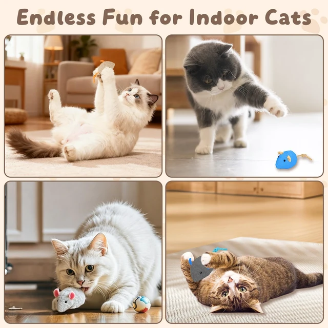 Alt view image 7 of 7 - 20PCS Cat Catnip Mice Toys, Mouse Toys for Cats, Interactive, Encourages Agility, Coordination, for Indoor Cats and Kittens, Cat Chew Toy for Exercise for Pet Cat Kitten Kitty