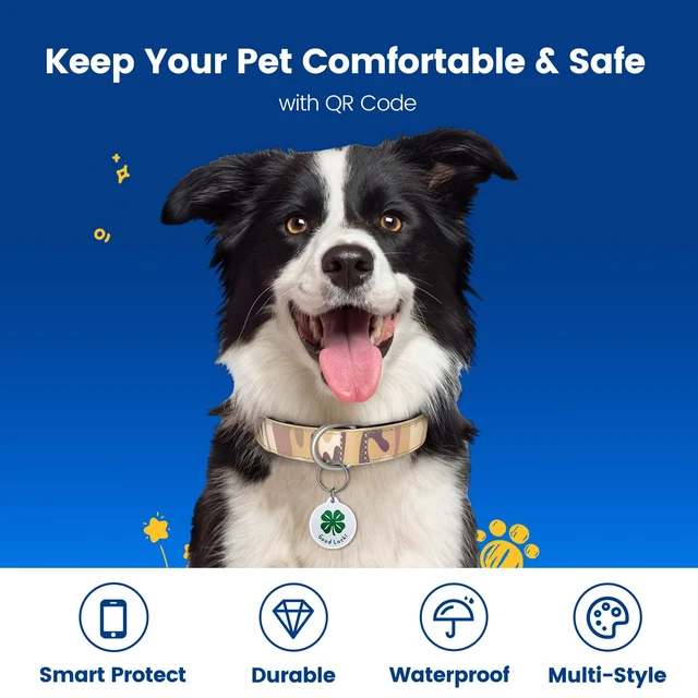 Alt view image 2 of 7 - 5 Pack QR Code Pet ID Tags for Dogs & Cats, Personalized Dog Tags | Smart Pet Tag, Editable Profile, Location Sharing, Scan Alert, Emergency Contact, No App Needed for Finder, No Subscription