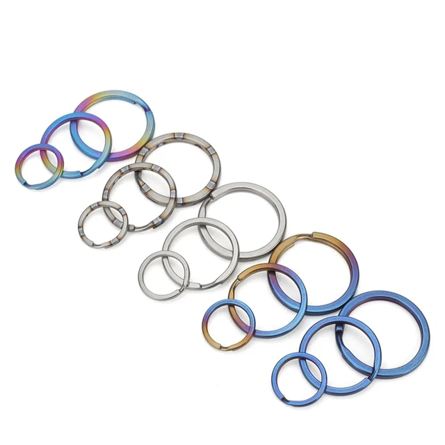 Alt view image 2 of 7 - 3-Pack Titanium O-Ring Keychain Kit, Quick Release Split Rings Bluing SML | Key Rings for Keys, Car, Pet, Jewelry Making, Heavy Duty Keychain Side Pushing Accessories for Men Women EDC - Small, M L