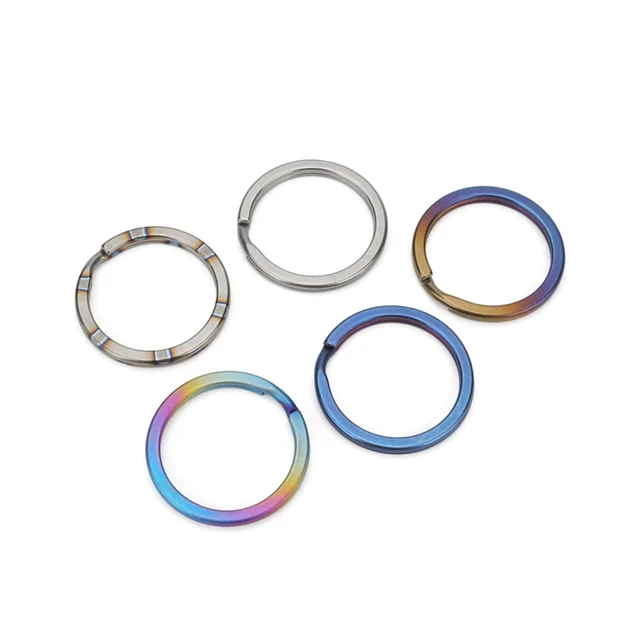 Alt view image 3 of 7 - 3-Pack Titanium O-Ring Keychain Kit, Quick Release Split Rings Bluing SML | Key Rings for Keys, Car, Pet, Jewelry Making, Heavy Duty Keychain Side Pushing Accessories for Men Women EDC - Small, M L