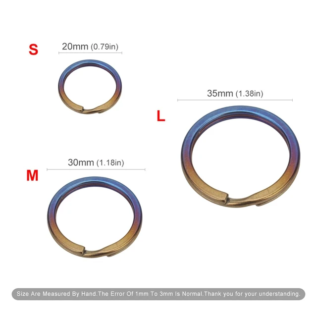Alt view image 4 of 7 - 3-Pack Titanium O-Ring Keychain Kit, Quick Release Split Rings Bluing SML | Key Rings for Keys, Car, Pet, Jewelry Making, Heavy Duty Keychain Side Pushing Accessories for Men Women EDC - Small, M L