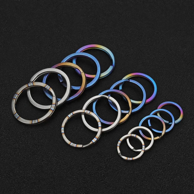 Alt view image 6 of 7 - 3-Pack Titanium O-Ring Keychain Kit, Quick Release Split Rings Bluing SML | Key Rings for Keys, Car, Pet, Jewelry Making, Heavy Duty Keychain Side Pushing Accessories for Men Women EDC - Small, M L
