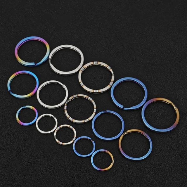 Alt view image 7 of 7 - 3-Pack Titanium O-Ring Keychain Kit, Quick Release Split Rings Bluing SML | Key Rings for Keys, Car, Pet, Jewelry Making, Heavy Duty Keychain Side Pushing Accessories for Men Women EDC - Small, M L