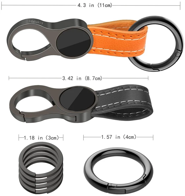 Alt view image 2 of 6 - Key Chain with 4 Key Rings and Quick Release Carabiner Clip Leather Car Keychain for Men and Women