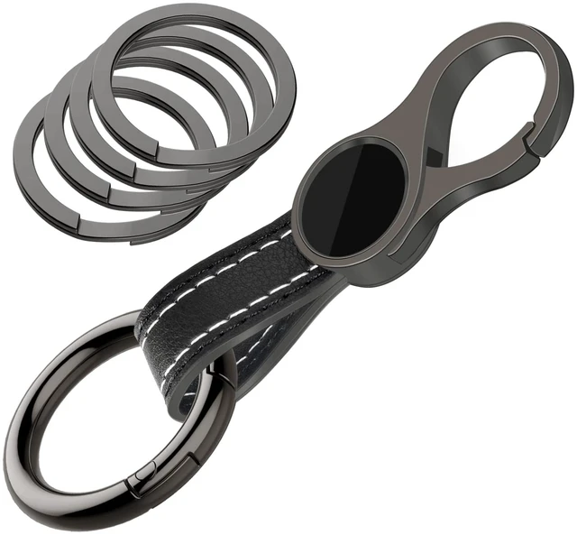Main image of Key Chain with 4 Key Rings and Quick Release Carabiner Clip Leather Car Keychain for Men and Women