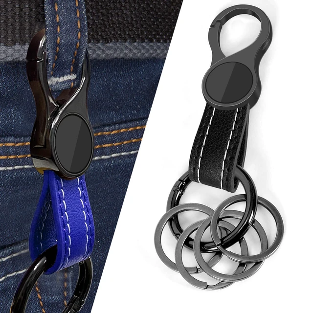 Alt view image 6 of 6 - Key Chain with 4 Key Rings and Quick Release Carabiner Clip Leather Car Keychain for Men and Women