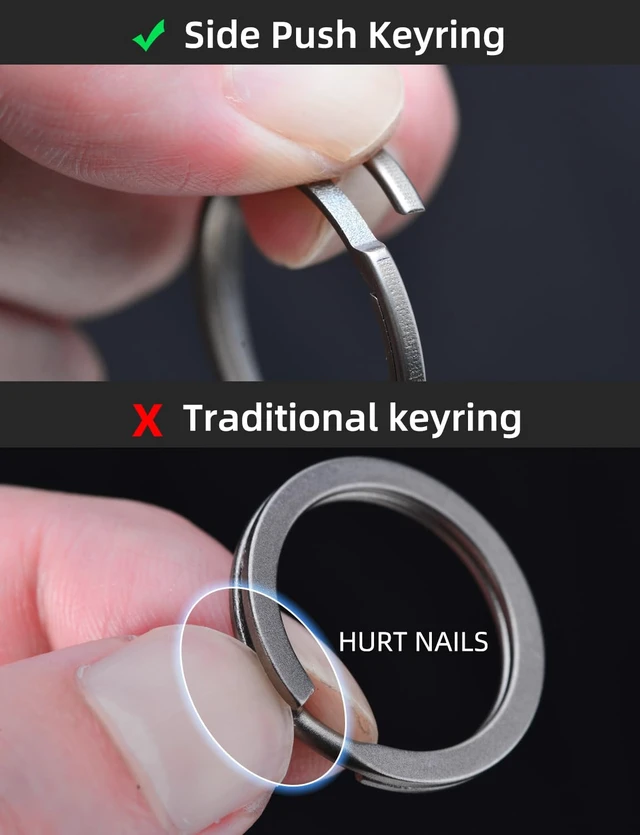 Alt view image 2 of 7 - Titanium Key Rings For Car Keys 4 Sizes Quick Release Side Pushing Key Organizer Kit Heavy Duty Keychains easy rings(5 * 0.98in)