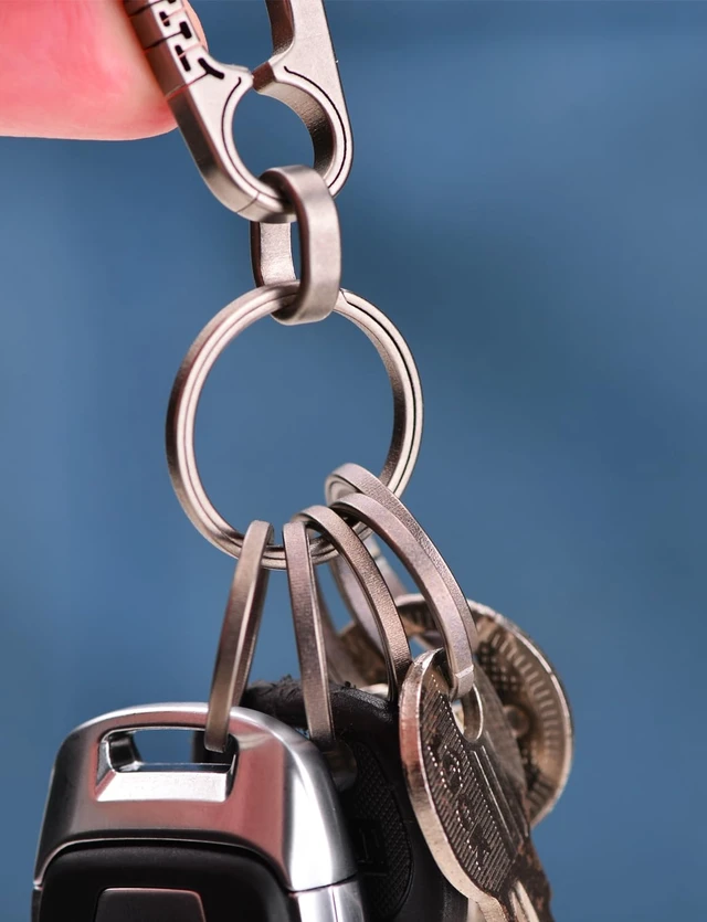Alt view image 7 of 7 - Titanium Key Rings For Car Keys 4 Sizes Quick Release Side Pushing Key Organizer Kit Heavy Duty Keychains easy rings(5 * 0.98in)