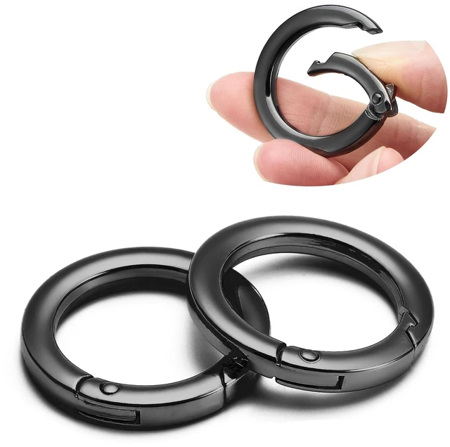 Main image of 4pcs Flat Trigger Spring O Rings,Metal Keychain Ring Round Carabiner Clips for Keyrings Buckle, Bags,Purses(Gunmetal,1 inch)