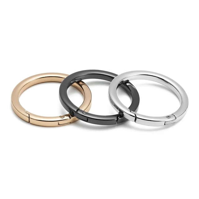 Alt view image 4 of 5 - 4pcs Flat Trigger Spring O Rings,Metal Keychain Ring Round Carabiner Clips for Keyrings Buckle, Bags,Purses(Gunmetal,1 inch)