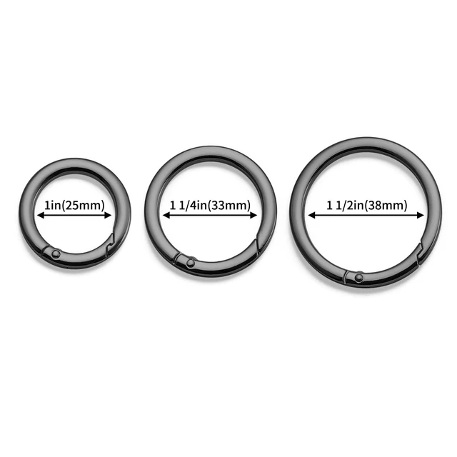 Alt view image 2 of 5 - 4pcs Flat Trigger Spring O Rings,Metal Keychain Ring Round Carabiner Clips for Keyrings Buckle, Bags,Purses(Gunmetal,1 inch)