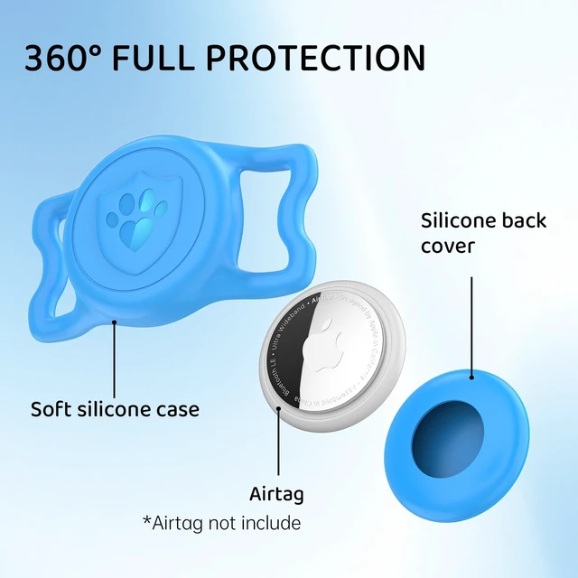 Alt view image 3 of 7 - IP68 Waterproof AirTag Holder for Dog Collar, Silicone, Blue | Anti-Lost Protective Cover, Compatible with Apple AirTags for Dog Cat Pet Collars