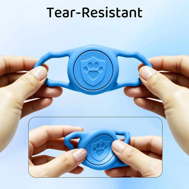 Alt view image 5 of 7 - IP68 Waterproof AirTag Holder for Dog Collar, Silicone, Blue | Anti-Lost Protective Cover, Compatible with Apple AirTags for Dog Cat Pet Collars