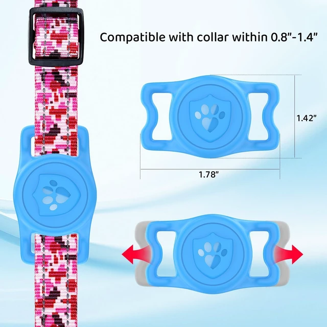 Alt view image 6 of 7 - IP68 Waterproof AirTag Holder for Dog Collar, Silicone, Blue | Anti-Lost Protective Cover, Compatible with Apple AirTags for Dog Cat Pet Collars