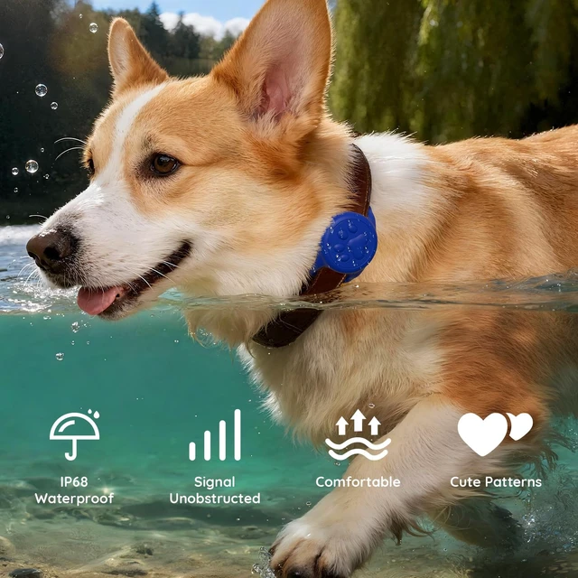 Alt view image 2 of 7 - for AirTag Dog Collar Holder - IP68 Waterproof | Compatible with Apple Air Tags, Durable & Lightweight Silicone Air TagHolder for Pet Collars (Blue1, 1 Pack)