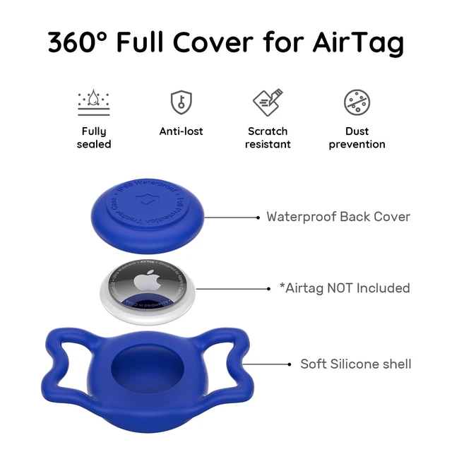 Alt view image 3 of 7 - for AirTag Dog Collar Holder - IP68 Waterproof | Compatible with Apple Air Tags, Durable & Lightweight Silicone Air TagHolder for Pet Collars (Blue1, 1 Pack)