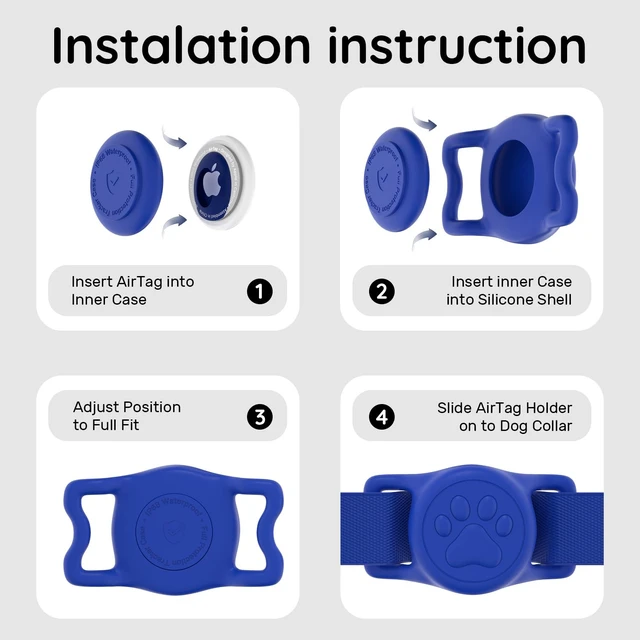 Alt view image 6 of 7 - for AirTag Dog Collar Holder - IP68 Waterproof | Compatible with Apple Air Tags, Durable & Lightweight Silicone Air TagHolder for Pet Collars (Blue1, 1 Pack)