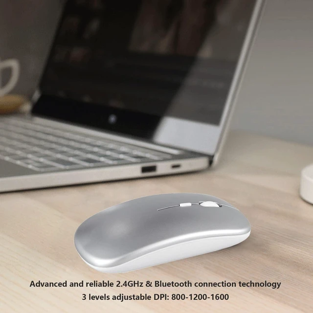 Alt view image 4 of 7 - Wireless Bluetooth Mouse for Apple iPad MacBook Air Pro Neo Mac Mini Tablet | Dual-Mode Rechargeable 2.4G USB + Bluetooth Mouse for iPhone Android Samsung Phone Laptop Computer PC Desktop Portable
