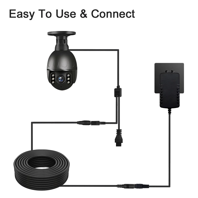 Alt view image 5 of 7 - DC Power Extension Cable 33ft, 2.1mm x 5.5mm Plug Compatible with 12V DC Adapter Cord for CCTV Security Camera, IP Camera, Standalone DVR (33ft Black)