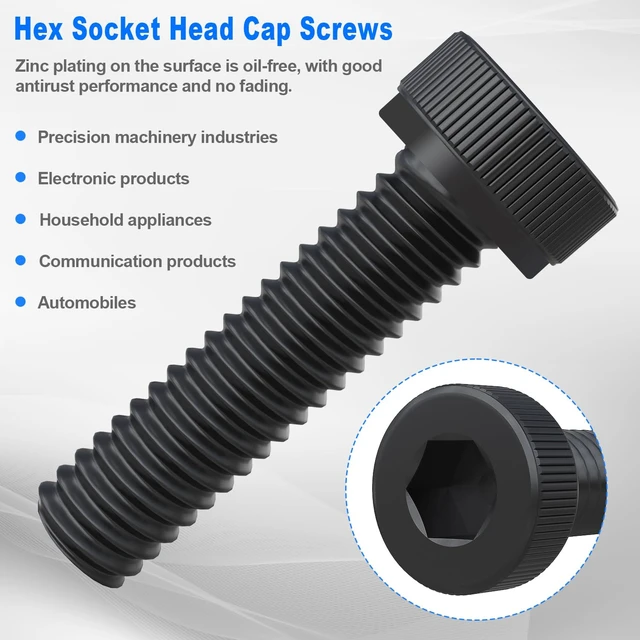 Alt view image 3 of 6 - 540PCS M2 M3 Metric Screws Assortment Set Suitable for 3D Printer DIY,Hex Socket Head Cap Screws Bolts Nuts Kit,12.9 Grade Alloy Steel Black Zinc Plated Assorted Screws with Hex Wrench