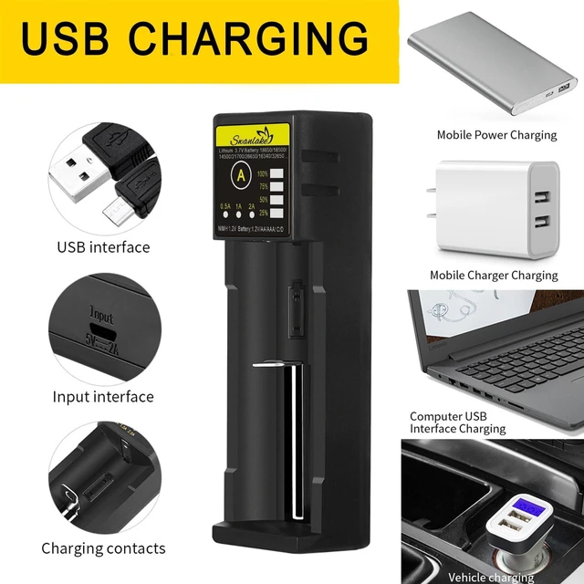 Alt view image 4 of 6 - 18650 Battery Charger AA AAA Fast Charger for 3.7V Lithium ion 18650 18500 14500 21700 17500 16340 26650 20700 and 1.2V LiFePO4 Ni-MH/Ni-Cd AA AAA C Batteries(no Batterie)