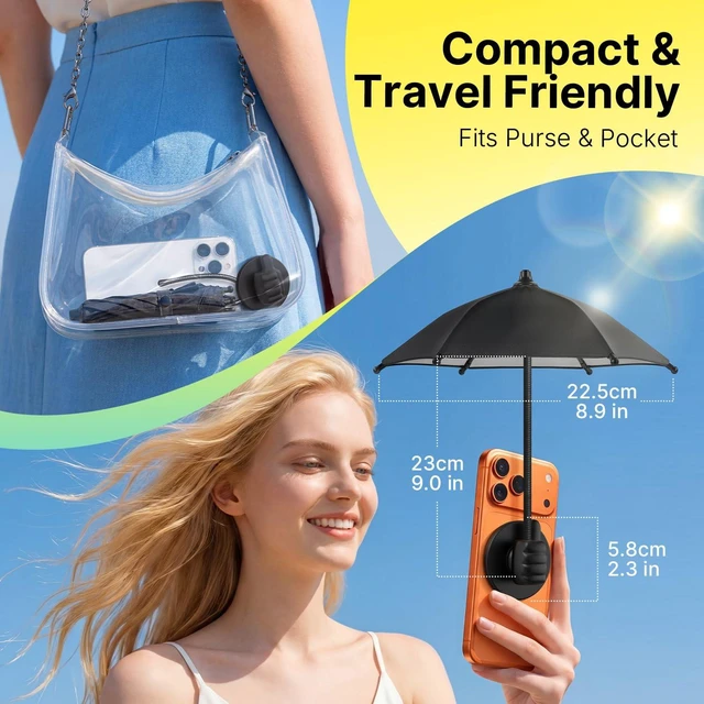 Alt view image 6 of 7 - Phone Umbrella for Sun Shade Magnetic: Universal Thumbs Up Cell Phone SunShade Shield for iPhone UV Protection Anti-Glare for Pool Travel Beach Essentials Gifts for Fathers Day Men Teens Boys Women