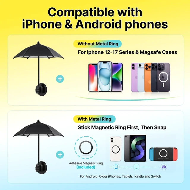 Alt view image 5 of 7 - Phone Umbrella for Sun Shade Magnetic: Universal Thumbs Up Cell Phone SunShade Shield for iPhone UV Protection Anti-Glare for Pool Travel Beach Essentials Gifts for Fathers Day Men Teens Boys Women