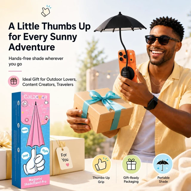 Alt view image 7 of 7 - Phone Umbrella for Sun Shade Magnetic: Universal Thumbs Up Cell Phone SunShade Shield for iPhone UV Protection Anti-Glare for Pool Travel Beach Essentials Gifts for Fathers Day Men Teens Boys Women