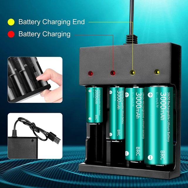 Alt view image 3 of 7 - 18650 Battery Charger 4 Bay Smart Universal Charger for 3.7V Rechargeable Lithium Li ion Batteries Compatible 18650 26650 21700 10400 14500 16340 16650 18500 Battery Charger (Only USB Charger)