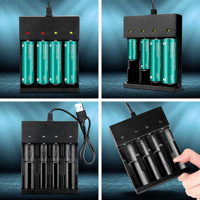 Alt view image 6 of 7 - 18650 Battery Charger 4 Bay Smart Universal Charger for 3.7V Rechargeable Lithium Li ion Batteries Compatible 18650 26650 21700 10400 14500 16340 16650 18500 Battery Charger (Only USB Charger)