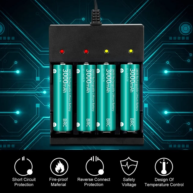 Alt view image 7 of 7 - 18650 Battery Charger 4 Bay Smart Universal Charger for 3.7V Rechargeable Lithium Li ion Batteries Compatible 18650 26650 21700 10400 14500 16340 16650 18500 Battery Charger (Only USB Charger)