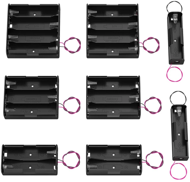 Main image of 18650 Battery Holder with Wire 3.7V,7.4V, 11.1V, 14.8V 18650 Battery Holder Box 2 for Each Type -Total 8Pcs